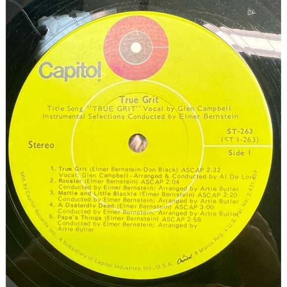 True Grit Original Motion Picture Soundtrack Vinyl LP 1969 Capitol Records ST263 - Picture 2 of 6